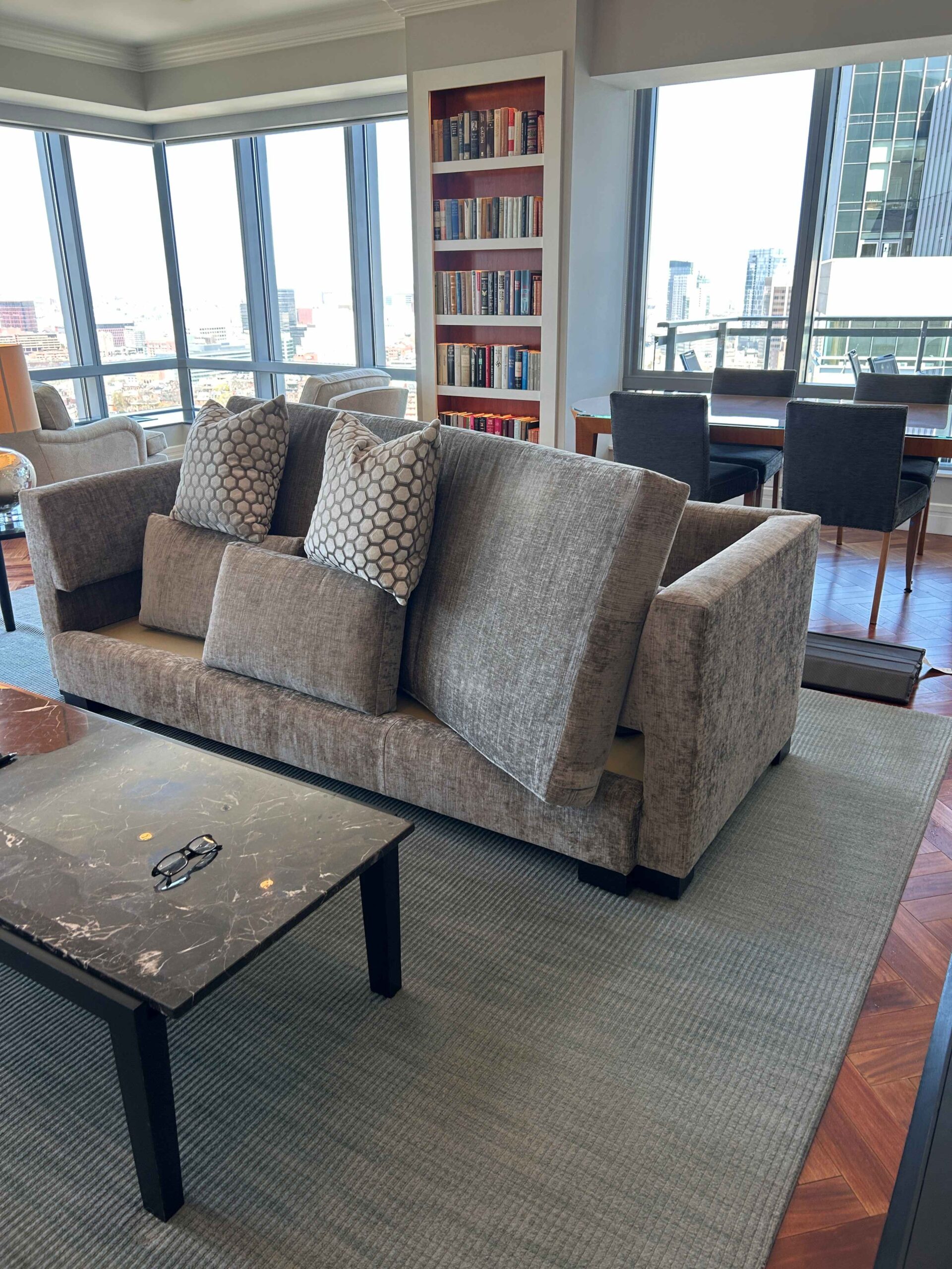Freshly cleaned upholstered furniture in a customer's home following professional upholstery cleaning by Alec's Carpet & Upholstery Cleaning LLC.