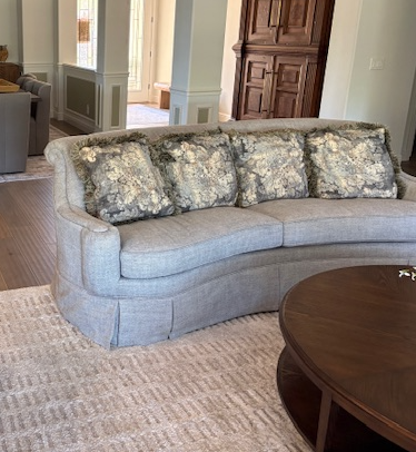 Professional upholstery cleaning for a fabric sofa in Concord, MA by Alec's Carpet & Upholstery Cleaning.