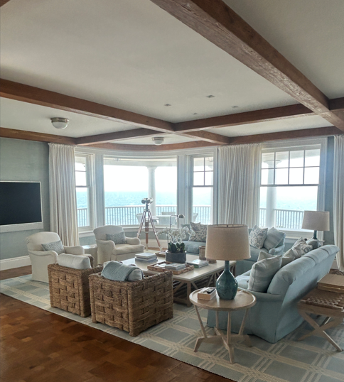 Professional upholstery cleaning for fine upholstered furniture in a waterfront home by Alec's Carpet & Upholstery Cleaning LLC
